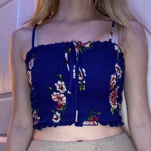 Blue floral crop top